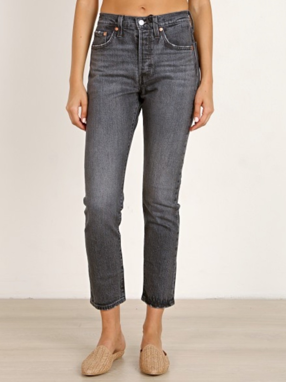 Levi's 501 Premium Women’s 26x28 Coal Black Straight Slim Jeans